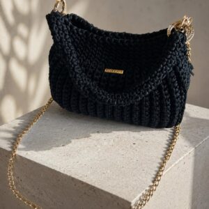 Bolsa Siena - bolsa de crochê preta feita à mão